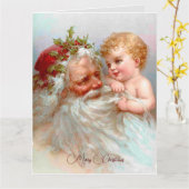 Kerstmis op vintage Santa-manier  Kaart (Gele Bloem)