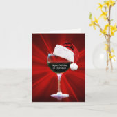 Kerstmis op zaterdag Funny Wine Théleed Kaart (Gele Bloem)