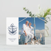 Kerstmis op zee SEIZOENSGROETEN Foto Feestdagenkaart (Staand voorkant)