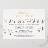 Kerstmis Open House Gold Folie Feestdagenkaart (Voorkant)