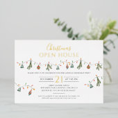 Kerstmis Open House Gold Folie Feestdagenkaart (Staand Voorkant)