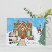 Kerstmis Open Huis Uitnodiging met de Kerstman (Staand voorkant)