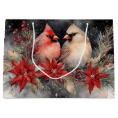 Kerstmis - Opvallend paar kardinalen Groot Cadeauzakje (Voorkant)