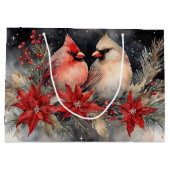 Kerstmis - Opvallend paar kardinalen Groot Cadeauzakje (Achterkant)