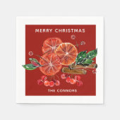 Kerstmis Oranje Slicks Cinnamon Sticks Red Servet (Voorkant)