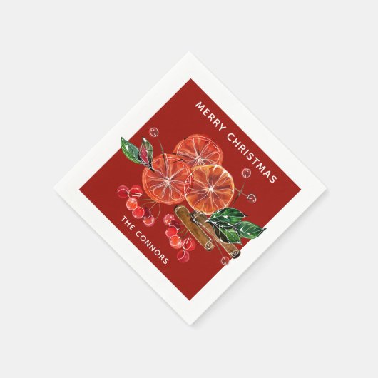 Kerstmis Oranje Slicks Cinnamon Sticks Red Servet (Hoek)