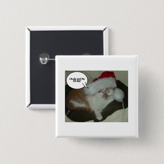 Kerstmis Oranje Tabby Cat Humbug Button (Voorkant /achterkant)