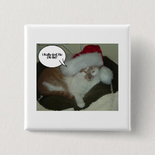 Kerstmis Oranje Tabby Cat Humbug Button