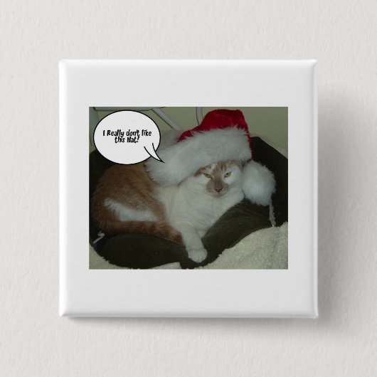 Kerstmis Oranje Tabby Cat Humbug Button (Voorkant)