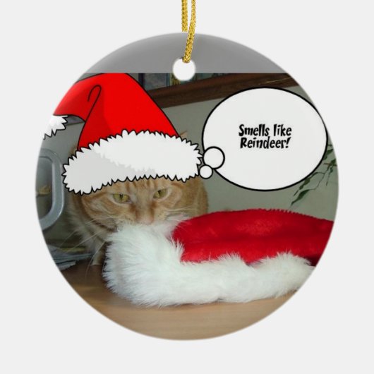 Kerstmis Oranje Tabby Cat Keramisch Ornament (Voorkant)