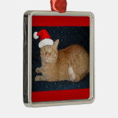 Kerstmis Oranje Tabby Cat Metalen Ornament (Rechts)