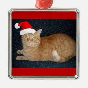 Kerstmis Oranje Tabby Cat Metalen Ornament