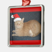 Kerstmis Oranje Tabby Cat Metalen Ornament (Links)