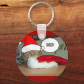 Kerstmis Oranje Tabby Cat Sleutelhanger (Voorkant)