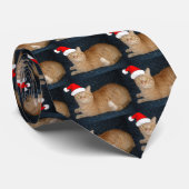 Kerstmis Oranje Tabby Cat Stropdas (Opgerold)