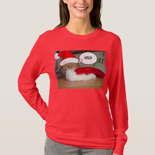 Kerstmis Oranje Tabby Cat T-shirt (Voorkant)