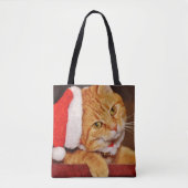 Kerstmis Oranje Tabby Cat Tote Bag (Voorkant)
