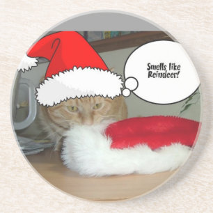 Kerstmis Oranje Tabby Cat Zandsteen Onderzetter