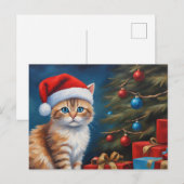 Kerstmis Oranje Tabby Kitten Feestdagenkaart (Voorkant / Achterkant)