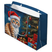 Kerstmis Oranje Tabby Kitten Groot Cadeauzakje (Achterkant Gekanteld)