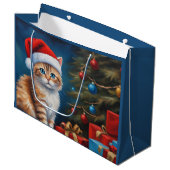 Kerstmis Oranje Tabby Kitten Groot Cadeauzakje (Voorkant Gekanteld)
