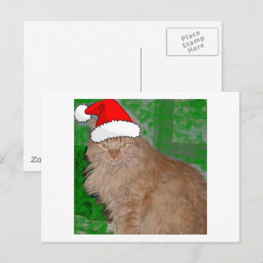 Kerstmis Oranje Tabby Kitty Cat Feestdagenkaart (Voorkant / Achterkant)