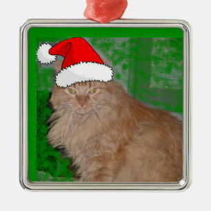 Kerstmis Oranje Tabby Kitty Cat Metalen Ornament
