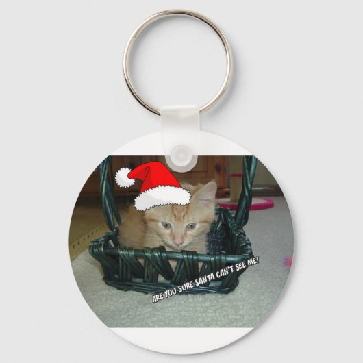 Kerstmis Oranje Tabby Kitty Cat Sleutelhanger (Voorkant)