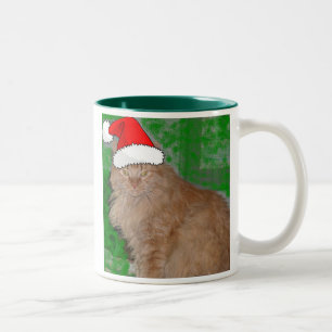 Kerstmis Oranje Tabby Kitty Cat Tweekleurige Koffiemok