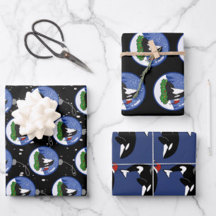 Kerstmis Orca Killer Whale Inpakpapier Vel