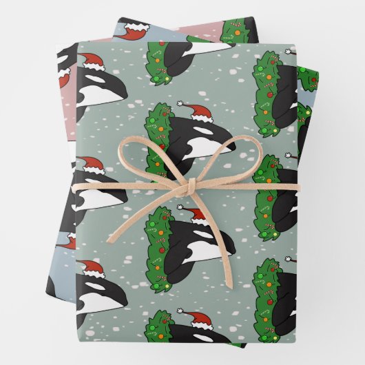 Kerstmis Orca Killer Whale Inpakpapier Vel (In situ)