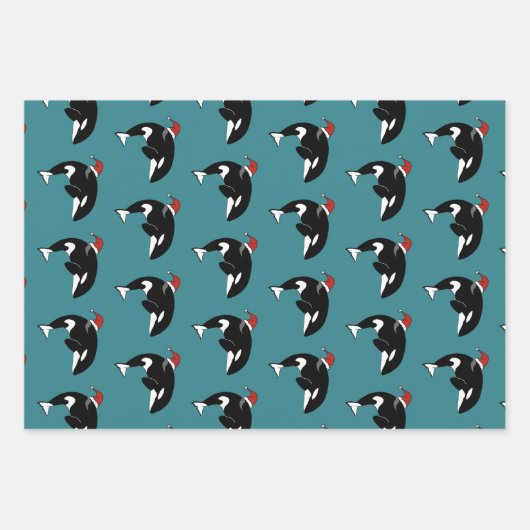 Kerstmis Orca Killer Whale Inpakpapier Vel (Voorkant 3)