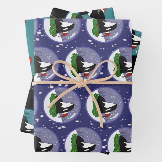 Kerstmis Orca Killer Whale Inpakpapier Vel (In situ)