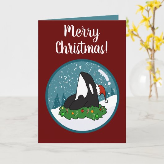 Kerstmis Orca Killer Whale Kaart (Gele Bloem)