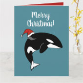 Kerstmis Orca Killer Whale Kaart (Gele Bloem)