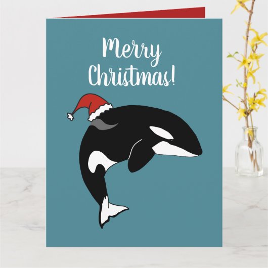 Kerstmis Orca Killer Whale Kaart (Gele Bloem)