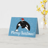 Kerstmis Orca Killer Whale Kaart (Gele Bloem)