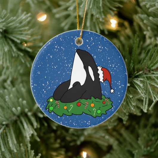 Kerstmis Orca Killer Whale Keramisch Ornament (Boom)