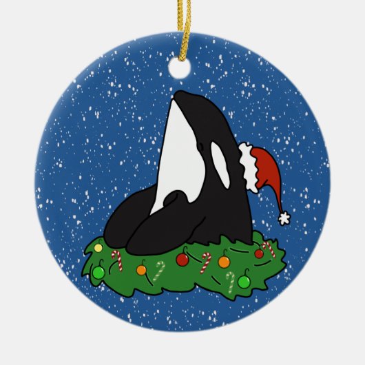 Kerstmis Orca Killer Whale Keramisch Ornament (Voorkant)