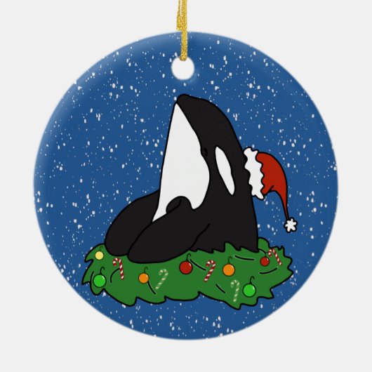 Kerstmis Orca Killer Whale Keramisch Ornament (Achterkant)