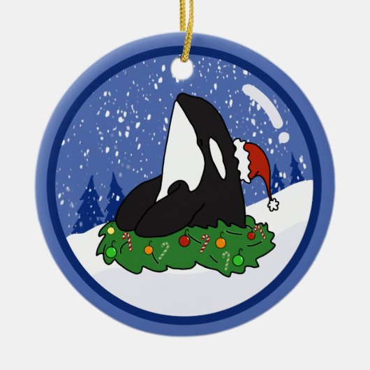 Kerstmis Orca Killer Whale Keramisch Ornament (Voorkant)