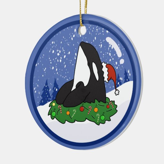Kerstmis Orca Killer Whale Keramisch Ornament (Links)