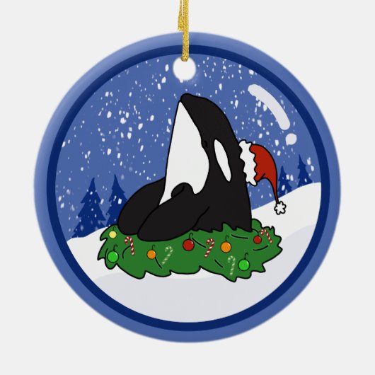 Kerstmis Orca Killer Whale Keramisch Ornament (Achterkant)
