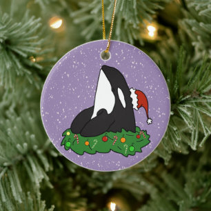 Kerstmis Orca Killer Whale Keramisch Ornament