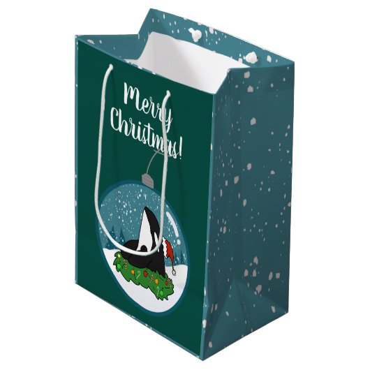 Kerstmis Orca Killer Whale Medium Cadeauzakje (Voorkant Gekanteld)