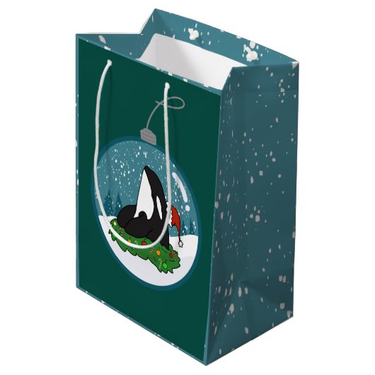 Kerstmis Orca Killer Whale Medium Cadeauzakje (Achterkant Gekanteld)