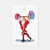 Kerstmis Ornament Grappige Bodybuilder Santa Gift (Voorkant links)