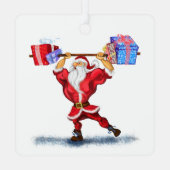 Kerstmis Ornament Grappige Bodybuilder Santa Gift (Achterkant)