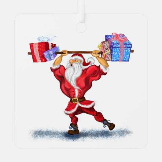 Kerstmis Ornament Grappige Bodybuilder Santa Gift (Achterkant)