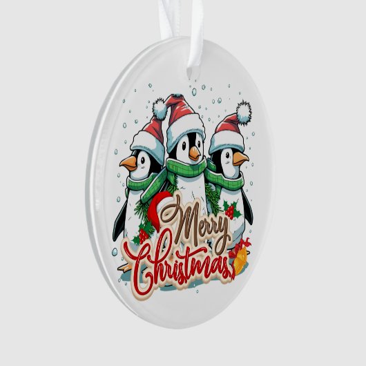 Kerstmis, ornamenten met pinguïns 05 (voorkant)